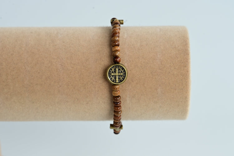 Pulseira Masculina Medaglione Hematita e Legna