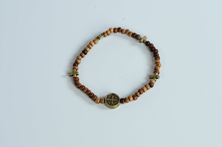Pulseira Masculina Medaglione Hematita e Legna