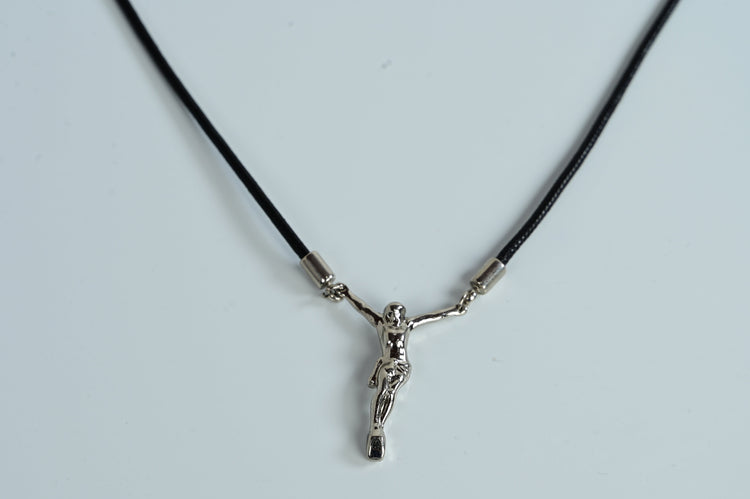 Colar Masculino Gesu de Corda com Pingente Prata