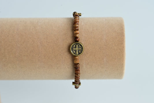 Pulseira Masculina Medaglione Hematita e Legna