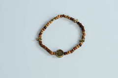 Pulseira Masculina Medaglione Hematita e Legna