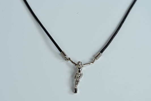 Colar Masculino Gesu de Corda com Pingente Prata